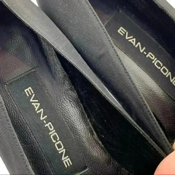 Evan Picone heels size 8.5 black silk gem 80s 90s - Picture 9 of 11